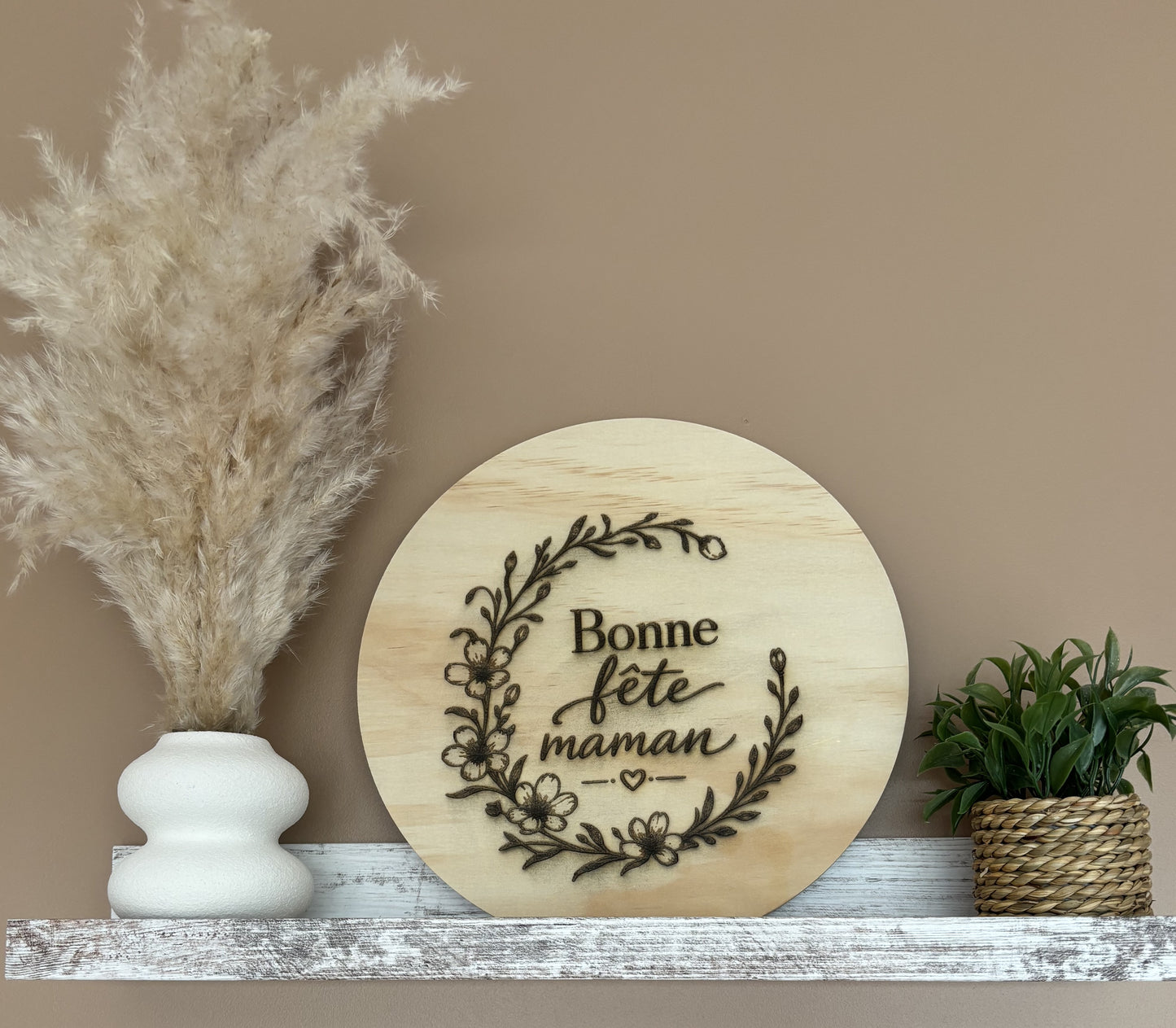 Rond en bois gravé personnalisé